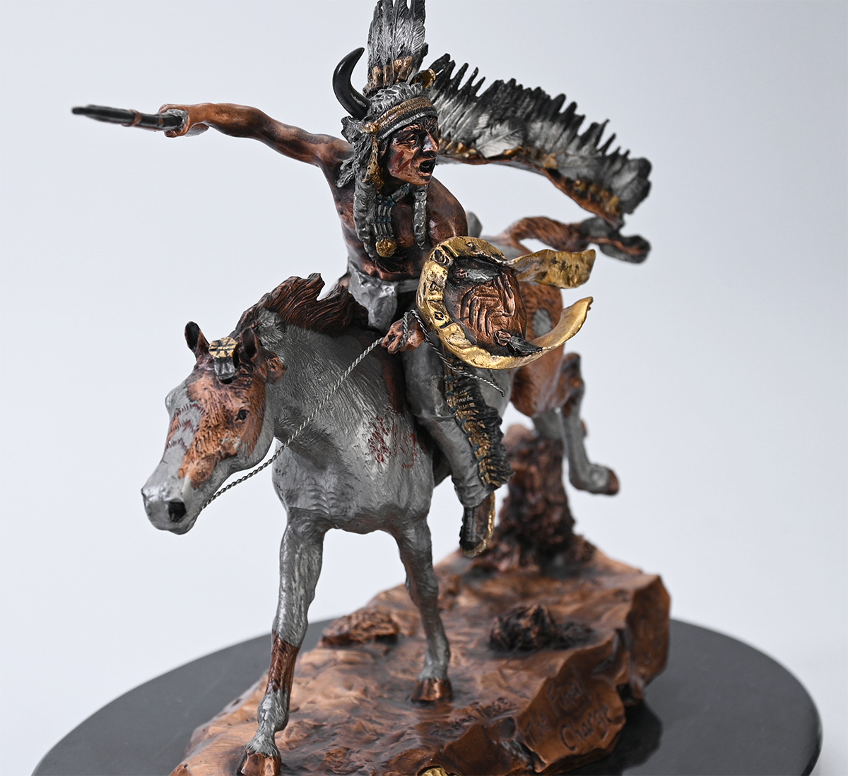 THE FINAL CHARGE CHIEF ROMAN NOSE MIXED MEDIA SCULPTURE, ARTIST PROOF