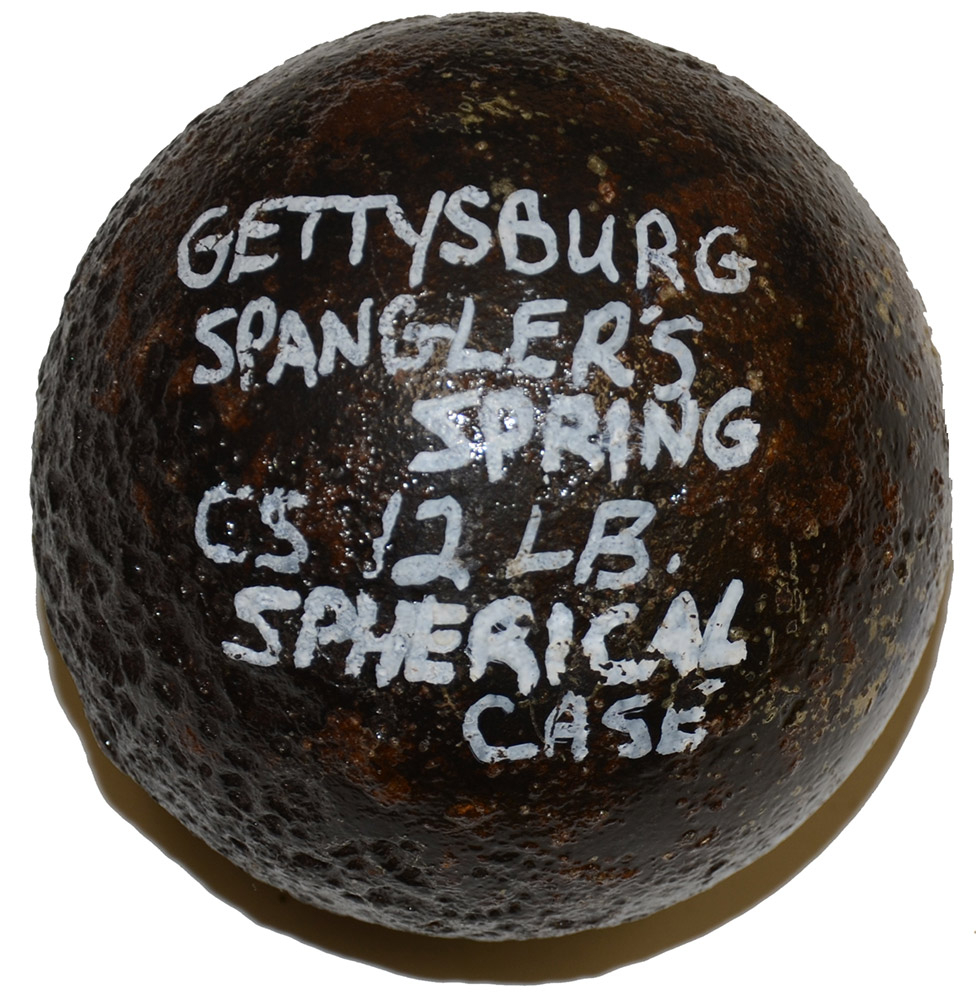 CS 4.52 INCH 12 POUND SPHERICAL SHELL FOUND AT GETTYSBURG