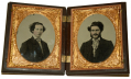 DOUBLE QUARTER PLATE UNION CASE WITH RUBY AMBROTYPE IMAGES