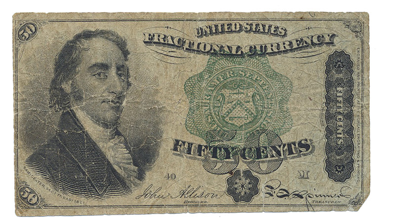 FIFTY CENT FRACTIONAL CURRENCY BILL