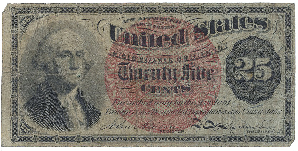 TWENTY-FIVE CENT FRACTIONAL CURRENCY BILL
