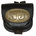 CIVIL WAR PERCUSSION CAP POUCH WITH “NJ” PLATE ON FLAP