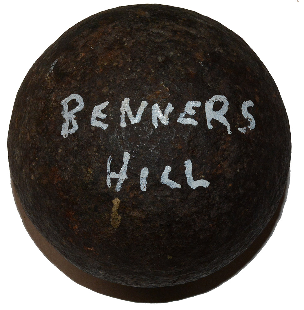 US 4.52 12LB SPHERICAL SHOT RECOVERED ON BENNER’S HILL - KEN BREAM COLLECTION