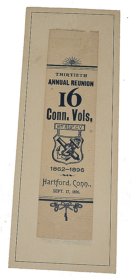 NICE CONDITION REUNION RIBBON FOR THE 16TH CONNECTICUT INFANTRY