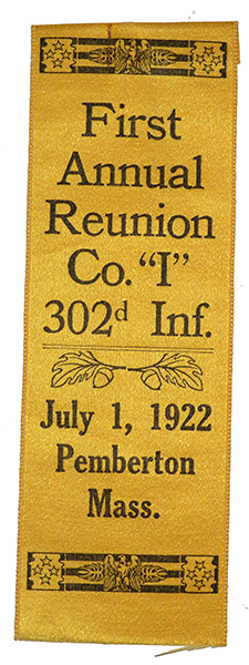 US WORLD WAR ONE FIRST REUNION RIBBON FOR 302ND INFANTRY