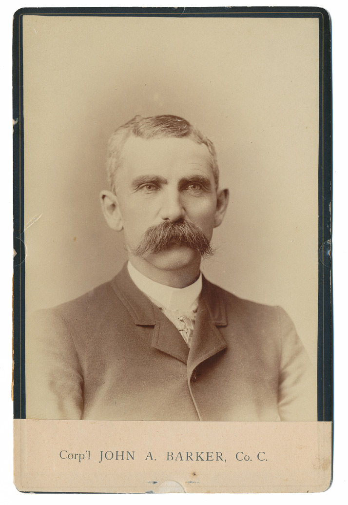 CABINET CARD – JOHN A. BARKER, 2ND NEW HAMPSHIRE INFANTRY; WIA AT GETTYSBURG
