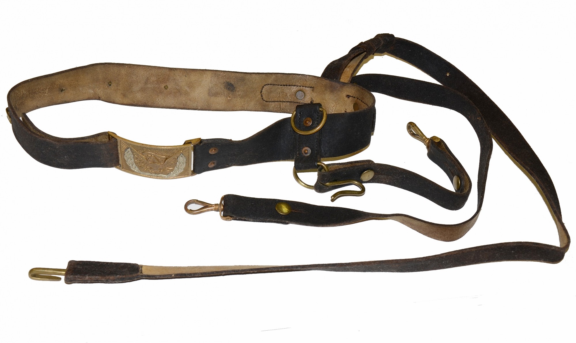 MINT, ORIGINAL FEDERAL M1851 NCO PATTERN CAVALRY SABER BELT RIG COMPLETE WITH SHOULDER STRAP
