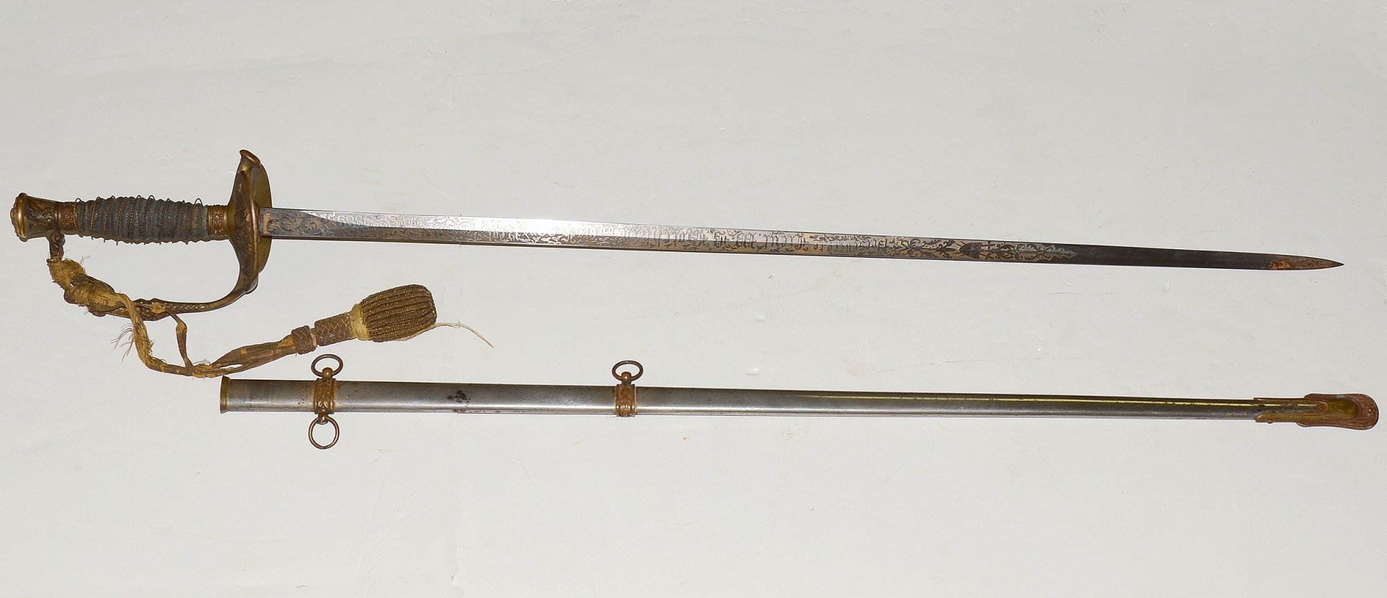 IDENTIFIED M1860 STAFF OFFICER'S SWORD - LT. W. B. HOTCHKIN, 22ND ENGINEERS, NEW YORK NATIONAL GUARD