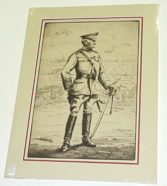 GENERAL JOHN J. PERSHING LITHOGRAPH BY BERNARDT WALL