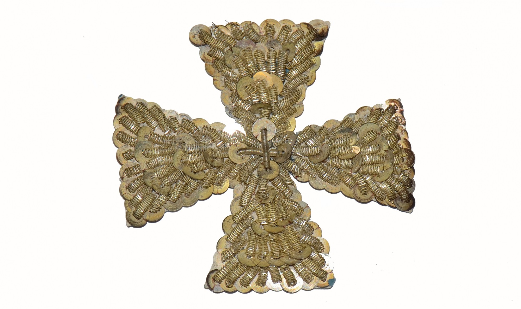 BULLION & SEQUIN MALTESE CROSS HAT INSIGNIA