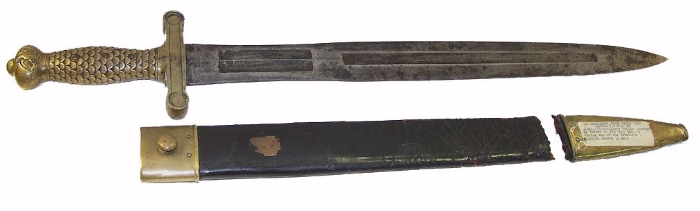 US MODEL 1833 FOOT ARTILLERY SWORD WITH GREAT ID TO A MEMBER OF THE 9TH OHIO BATTERY