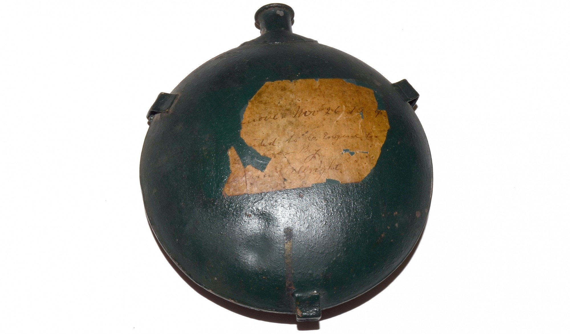 M1858 SMOOTHSIDE CANTEEN CARRIED BY ADAM ALBRIGHT, 30TH PENNSYLVANIA VOLUNTEER INFANTRY - MORTALLY WOUNDED IN ACTION AT PETERSBURG, VA 