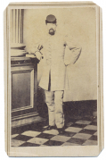 FULL STANDING CDV OF A CONFEDERATE SOLDIER WITH PETERSBURG IMPRINT