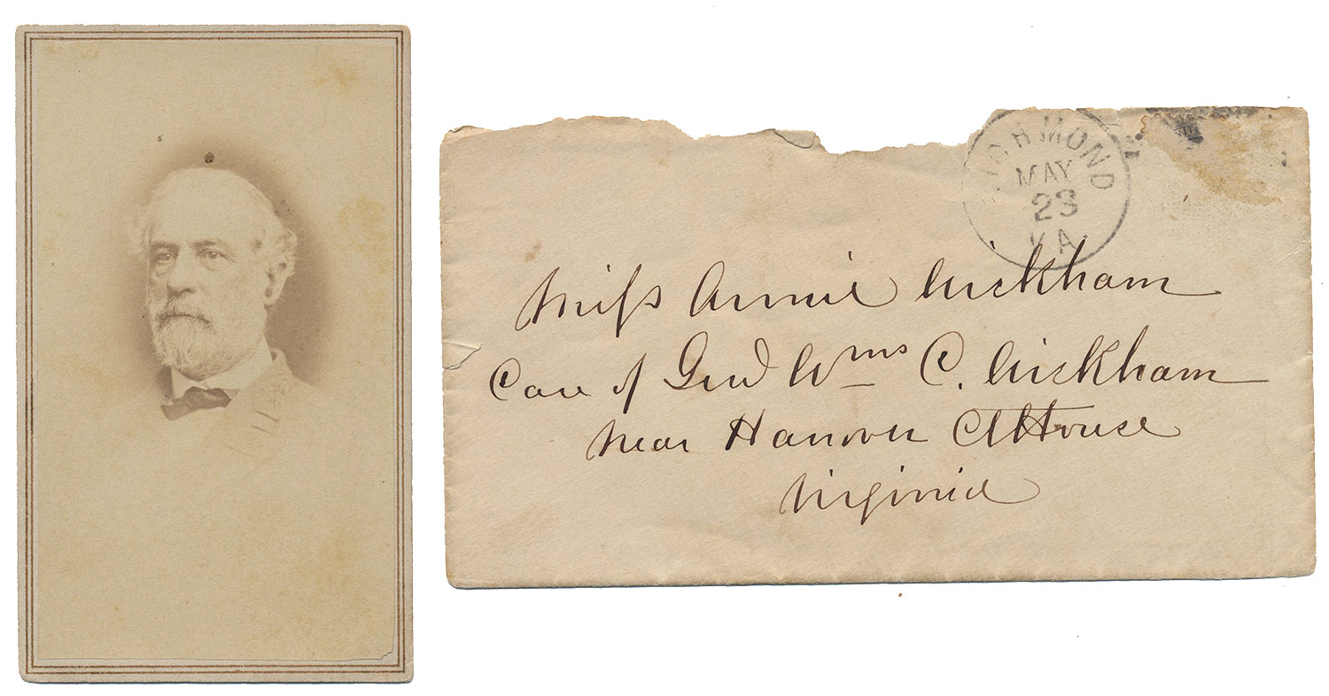 ENVELOPE ADDRESSED BY LEE TO A GENERAL’S DAUGHTER WITH A WARTIME VANNERSON AND JONES CDV