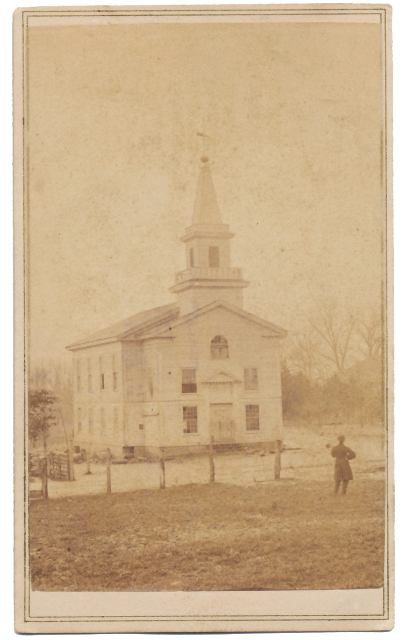 BRADY VIEW OF COLUMBIA BAPTIST CHURCH IN FALLS CHURCH, VA IN 1862