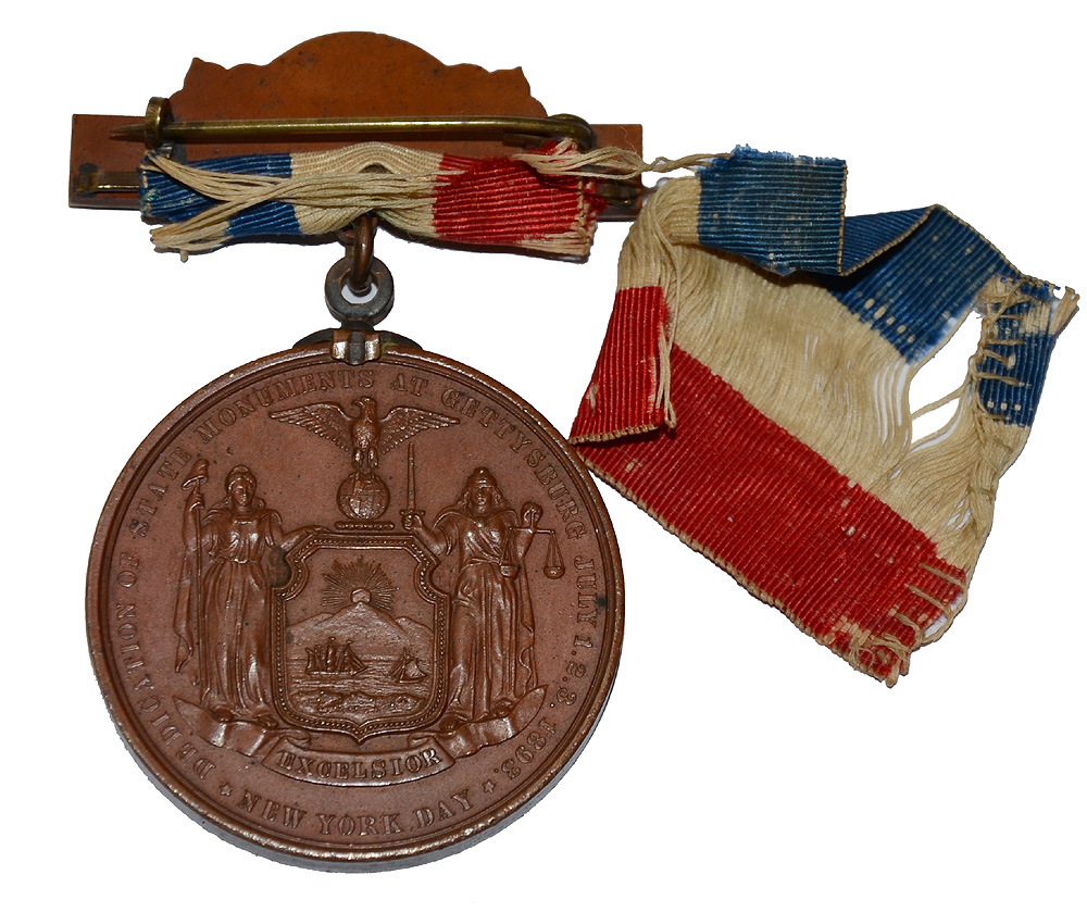1893 NEW YORK DAY AT GETTYSBURG: NY MONUMENT DEDICATION “MEDAL OF HONOR”