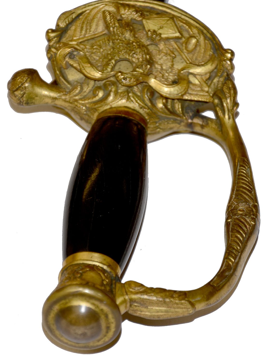 1860 STAFF SWORD BY VIRGIL PRICE, NEW YORK, WITH FIGURAL SLING RINGS