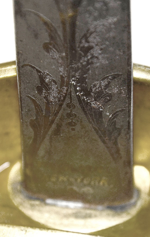 1860 STAFF SWORD BY VIRGIL PRICE, NEW YORK, WITH FIGURAL SLING RINGS