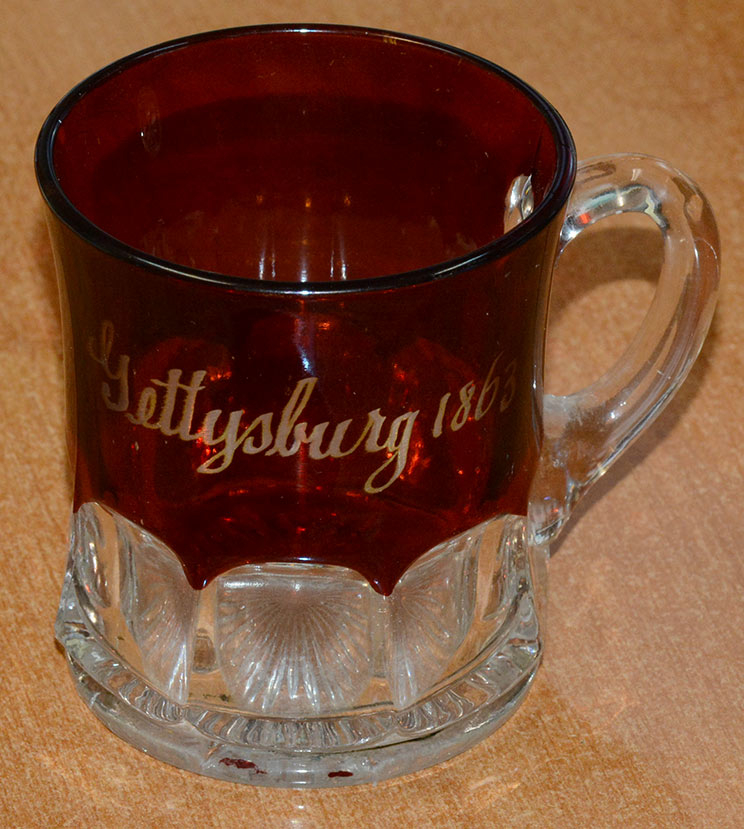 OLD GETTYSBURG RED RUBY CRYSTAL GLASS SOUVENIR