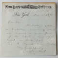 NOTE SIGNED BY POLITICIAN AND NEWSPAPER EDITOR WHITELAW REID