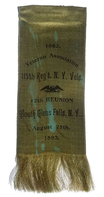 REUNION RIBBON -  115th N.Y. VOLS. SOUTH GLEN FALLS, 1893