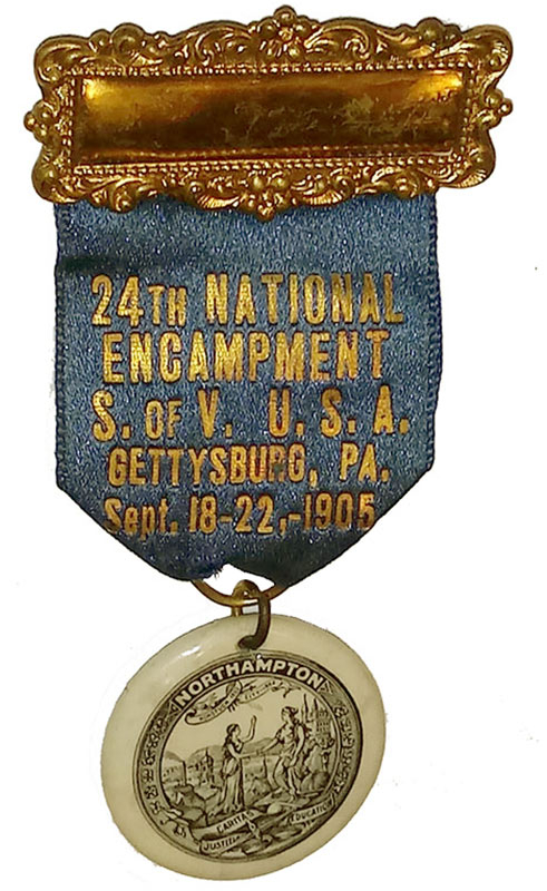 SONS OF VETERANS BADGE – 24TH NATIONAL ENCAMPMENT IN GETTYSBURG, 1905