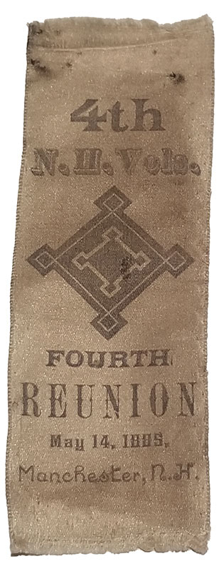 REUNION RIBBON - 4th NEW HAMPSHIRE VOLS. 1885
