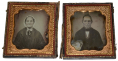 MATCHING FULL CASE SIXTH PLATE DAGUERREOTYPES OF OLDER MAN AND WOMAN, CIRCA 1852