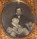 DAGUERREOTYPE OF FATHER AND CHILD IN UNION CASE