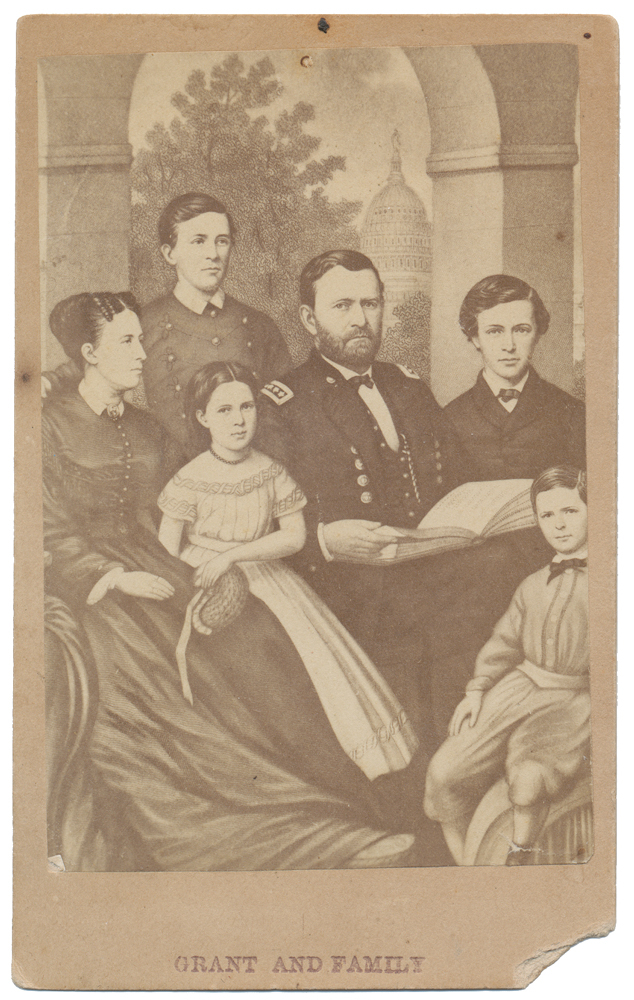 LITHOGRAPHIC CARTE DE VISITE GEN. U.S. GRANT & FAMILY, ca. 1868