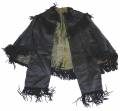 BLACK SILK SATIN MANTLE WITH CHENILLE FRINGE C.1865-1875