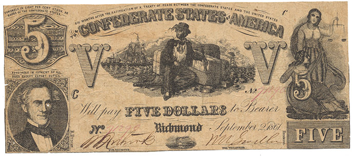 $5 CSA CURRENCY 1861