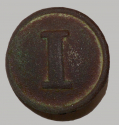 CONFEDERATE BLOCK “I” BUTTON FROM FIELD HOSPITAL IN GETTYSBURG, KEN BREAM COLLECTION