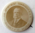 G.A.R. CELLULOID PIN - DeWATT C. HURD