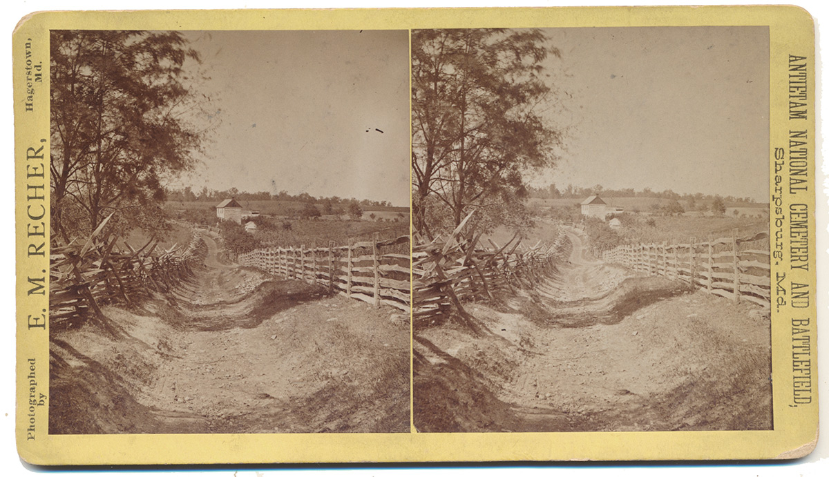 STEREO VIEW OF THE BLOODY LANE AT ANTIETAM