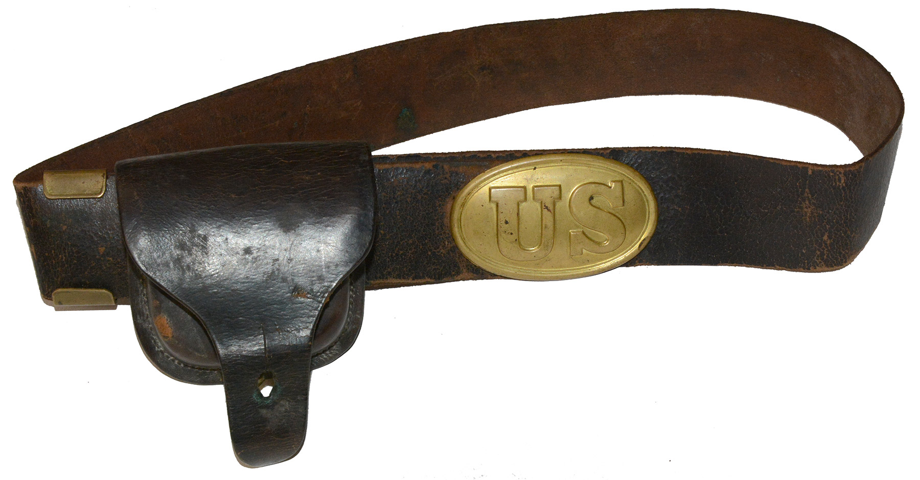 US CIVIL WAR ENLISTED MAN’S BELT WITH PLATE & CAP BOX