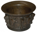 17TH CENTURY BRONZE MORTAR APOTHECARY JAR WITH BULL MOTIFS