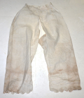 WOMEN’S WHITE COTTON DRAWERS C. 1855-1860, WITH C1870S COTTON PETTICOAT