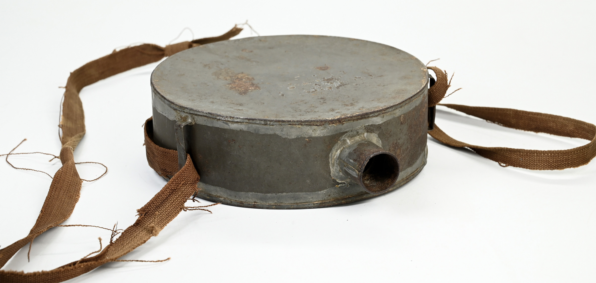 VERY SCARCE EARLY-WAR 1861 INDIANA CONTRACT OR CAPTURED CONFEDERATE TIN DRUM CANTEEN INSCRIBED BY JOHN A. PAYNE, 10th INDIANA