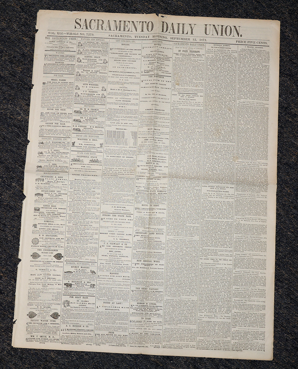 SACRAMENTO DAILY UNION—SEPTEMBER 12, 1871. Vol. XLI—WHOLE NO. 7279