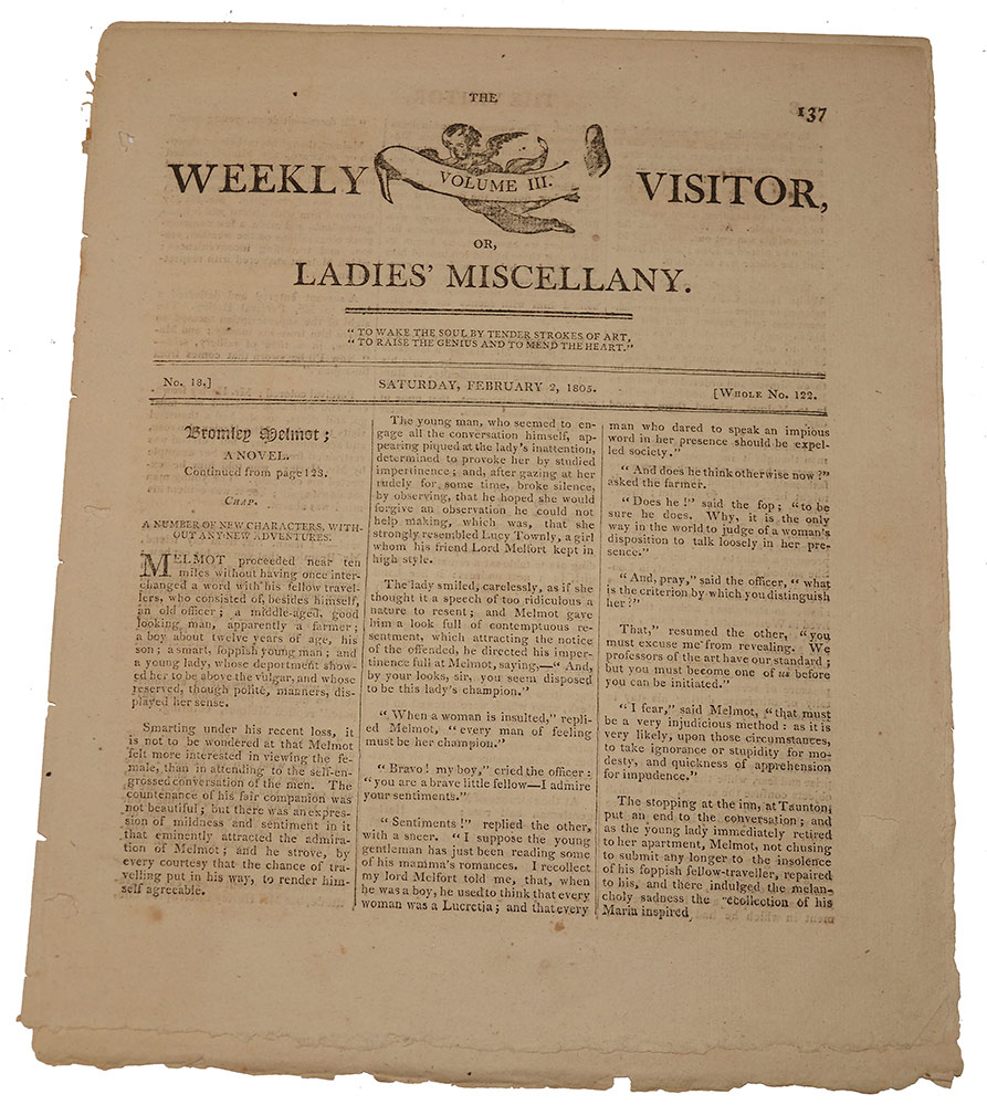 THE WEEKLY VISITOR, OR, LADIES’ MISCELLANY – FEBRUARY 2, 1805