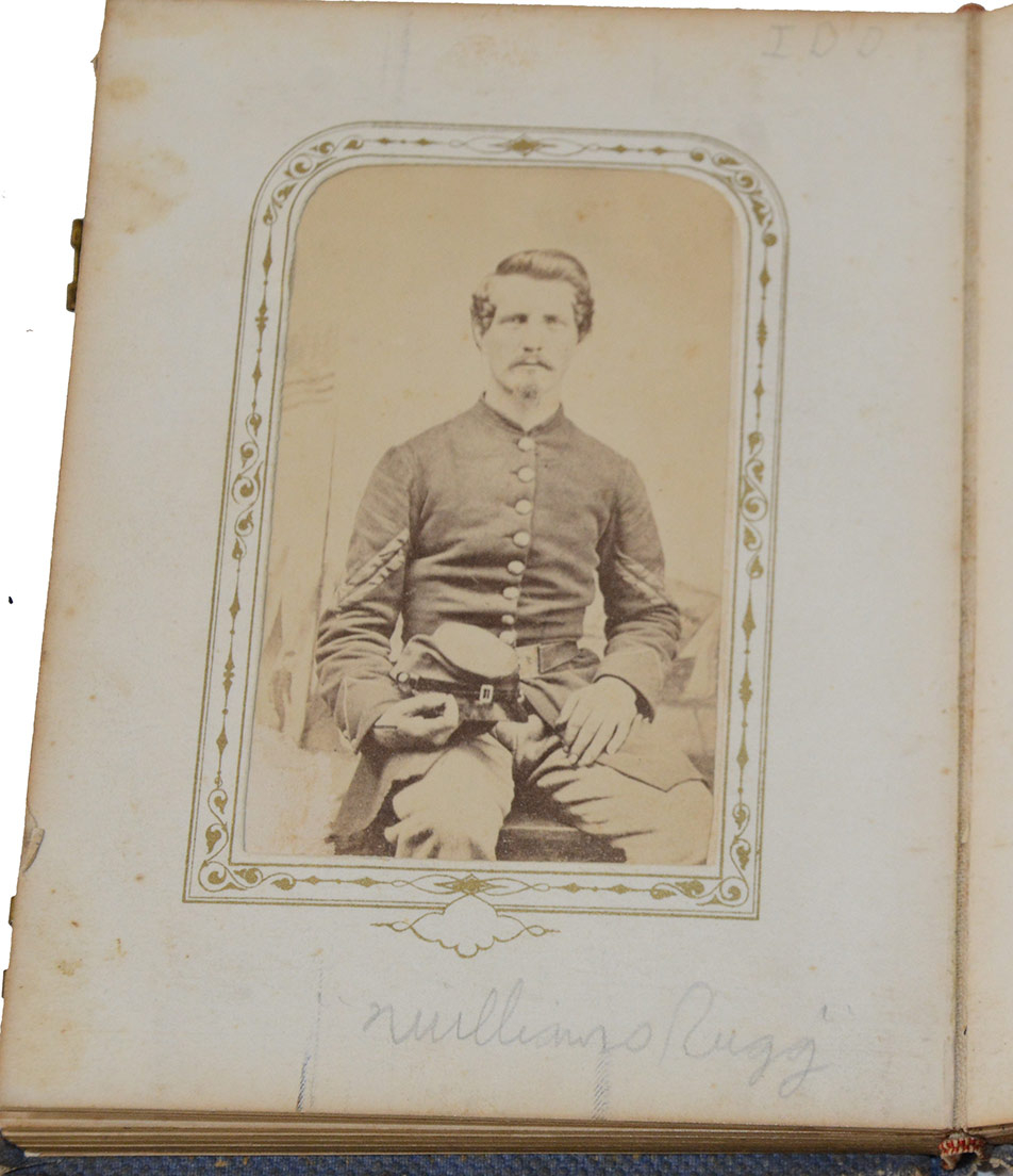 PHOTO ALBUM WITH CDV OF 12TH MASSACHUSETTS SOLDIER CAPTURED AT GETTYSBURG AND DIED IN 1913