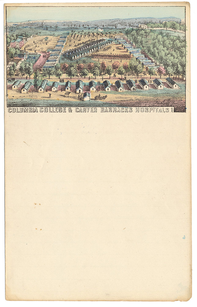 PATRIOTIC LETTERHEAD AND ENVELOPE “COLUMBIA COLLEGE & CARVER BARRACKS HOSPITALS”