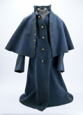 CAPTURED AND REISSUED UNION OVERCOAT WITH VIRGINIA BUTTONS KEPT BY JAMES KNOX POLK BANTON, 2ND VIRGINIA CAVALRY, PAROLED AT APPOMATTOX: “I HAD CAUTIONED MY MEN AGAINST WEARING ‘YANKEE OVERCOATS,’ . . .” – C.S. MAJ ROBT STILES AT SAYLOR’S CREEK 1865
