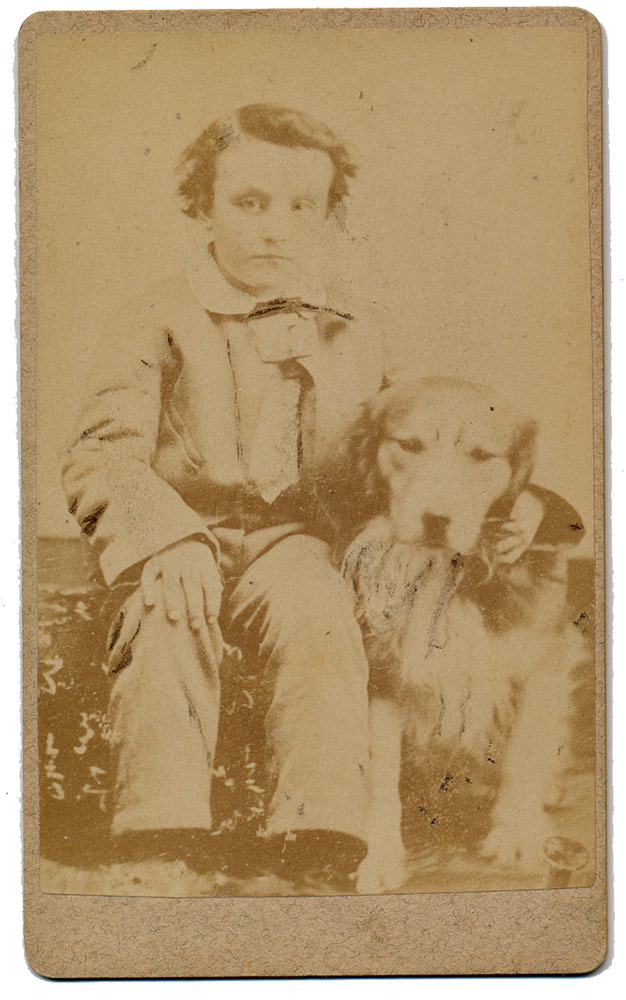 CDV OF A YOUNG BOY WITH A DOG