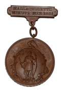 MASSACHUSETTS MINUTEMAN MEDAL OF RICHARD H. FISHER 4th MASS, AND LATER 39th MASS, WIA WILDERNESS 