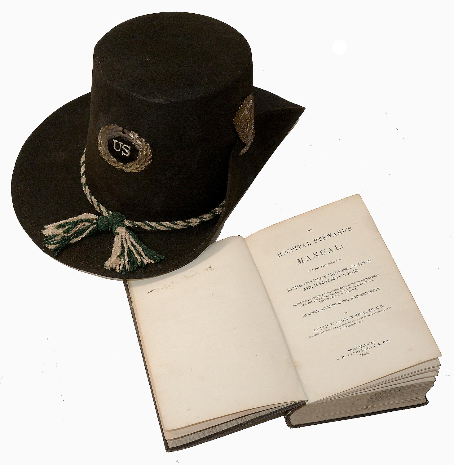 RARE HOSPITAL STEWARD’S HARDEE HAT AND MANUAL – WILLIAM HENRY COMSTCOK, 85TH NEW YORK VOLUNTEERS