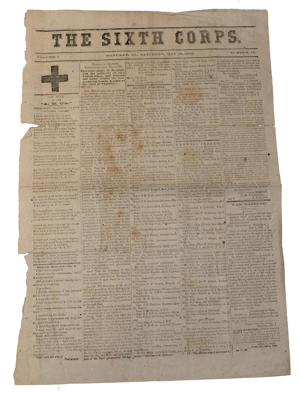 THE SIXTH CORPS  NEWSPAPER – MAY 13, 1865
