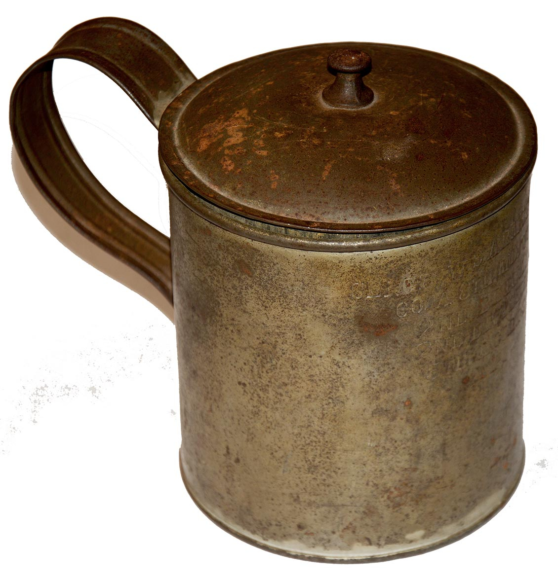WORLD CLASS ID’D MARYLAND SOLDIER’S BOILER/MESS CUP WITH LID