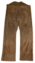 INTERESTING CIVIL WAR ERA HANDMADE PAIR OF CORDUROY TROUSERS/CHAPS WITH 31 EAGLE “I” BUTTONS
